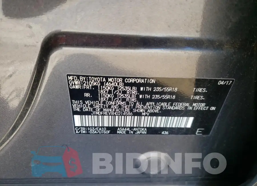 JTMDFREVXHD214586 Photo# 13