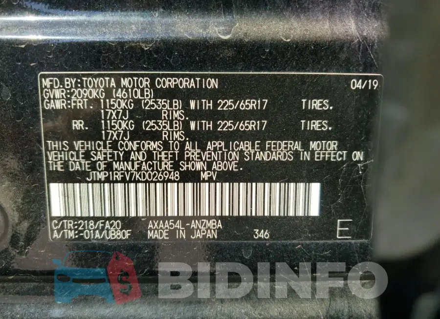 JTMP1RFV7KD026948 Photo# 13