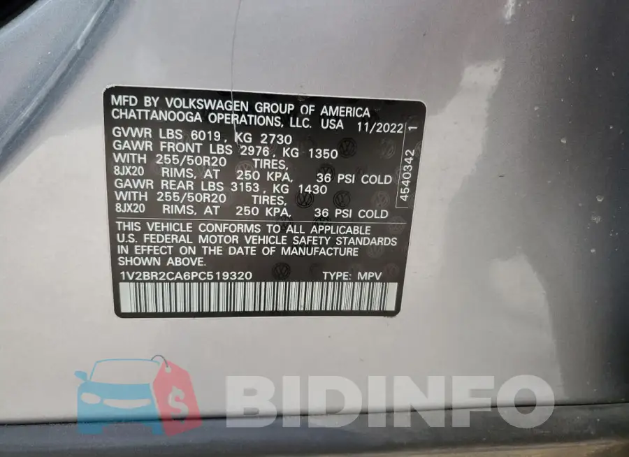1V2BR2CA6PC519320 Photo# 14