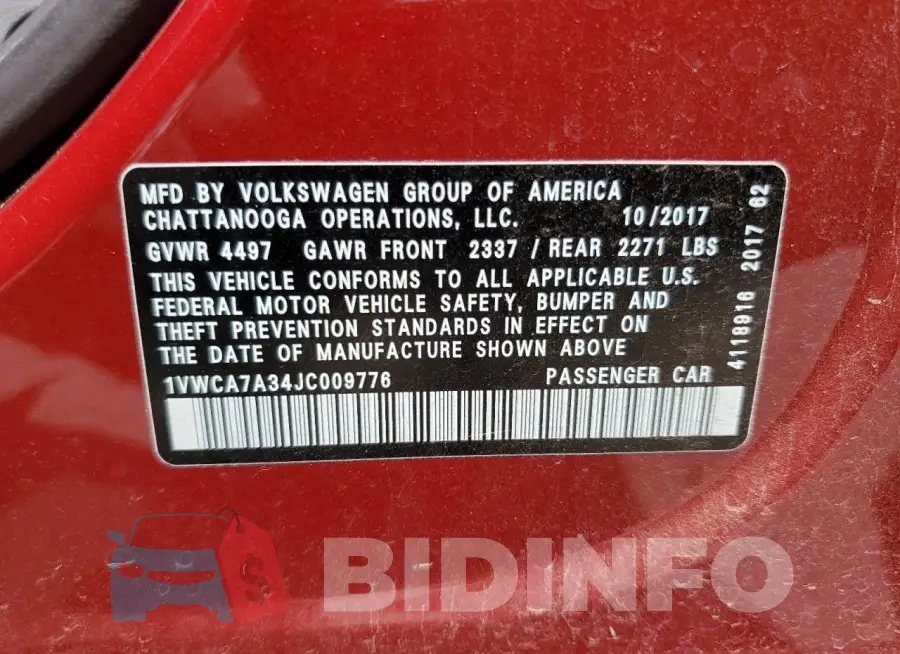 1VWCA7A34JC009776 Photo# 12