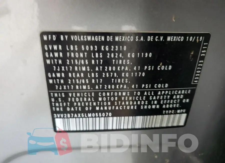 3VV2B7AX5LM055070 Photo# 13