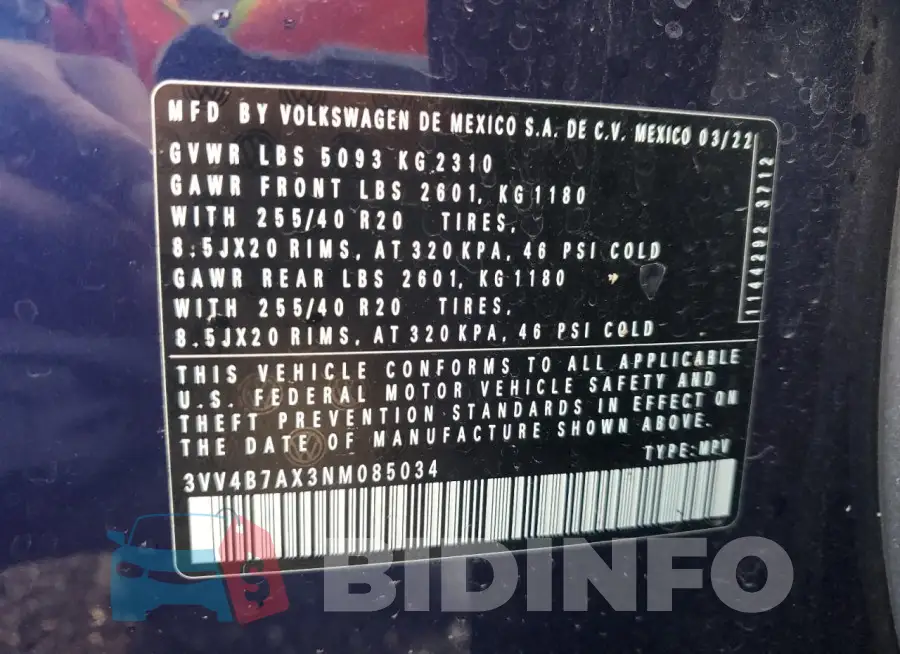 3VV4B7AX3NM085034 Photo# 14