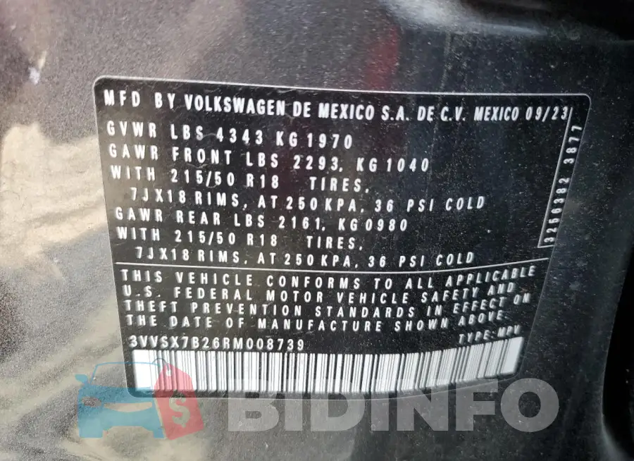 3VVSX7B26RM008739 Photo# 13