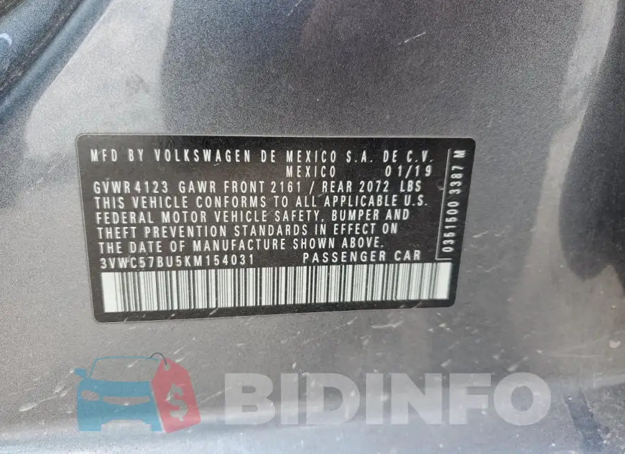 3VWC57BU5KM154031 Photo# 12