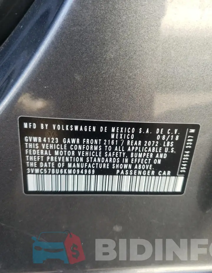 3VWC57BU6KM094969 Photo# 12