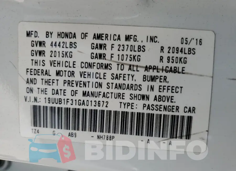19UUB1F31GA013672 Photo# 13