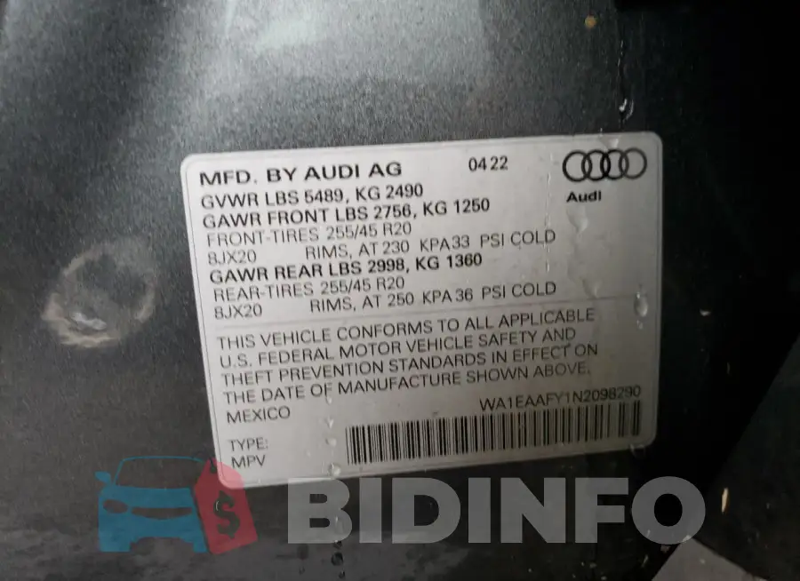 WA1EAAFY1N2098290 Photo# 13