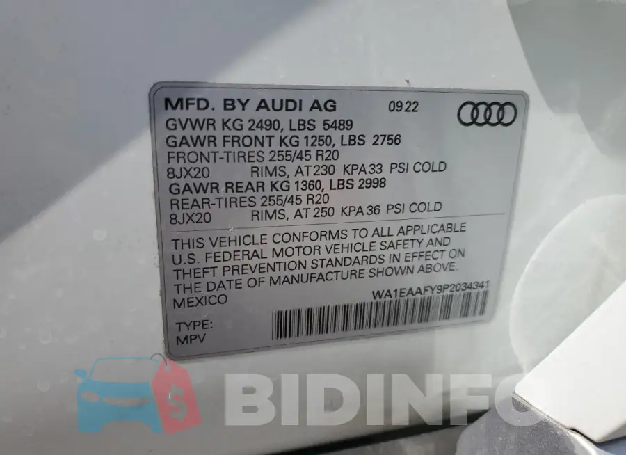 WA1EAAFY9P2034341 Photo# 13