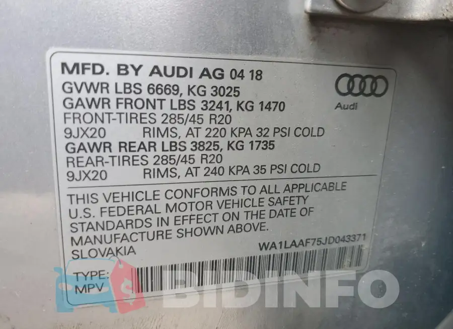 WA1LAAF75JD043371 Photo# 13