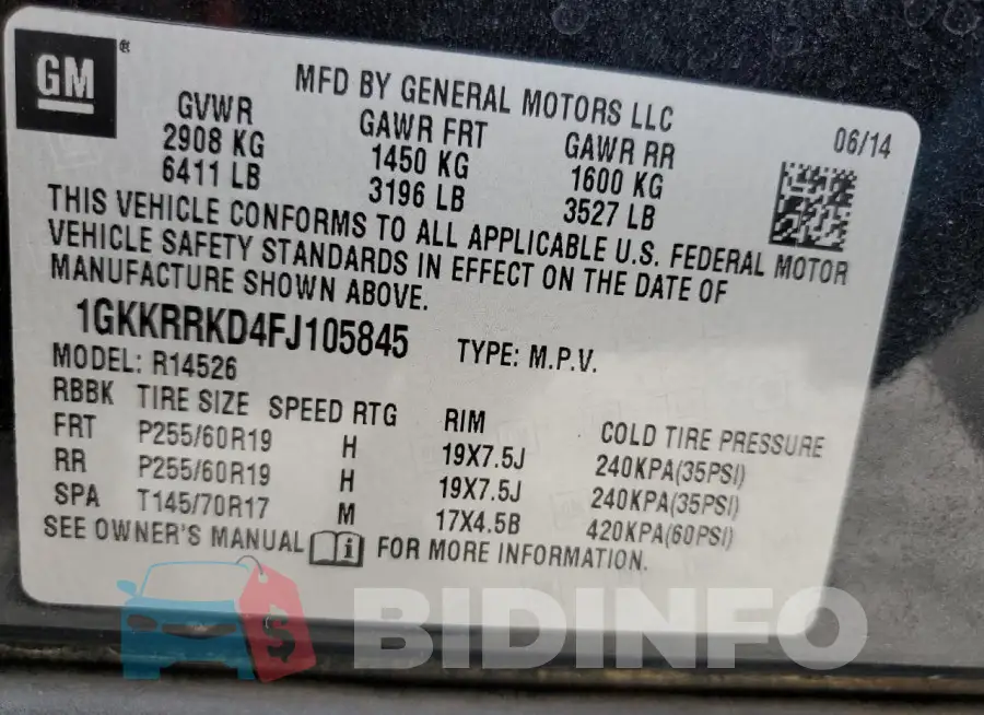 1GKKRRKD4FJ105845 Photo# 13