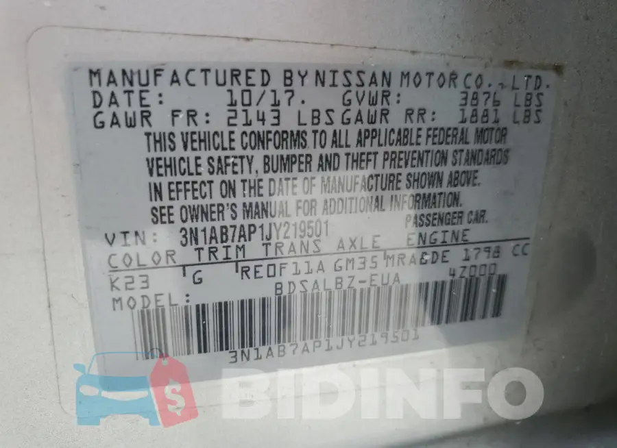3N1AB7AP1JY219501 Photo# 12