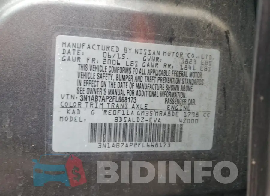 3N1AB7AP2FL668173 Photo# 12