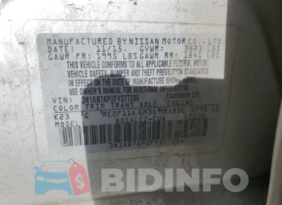 3N1AB7AP2FY377286 Photo# 12
