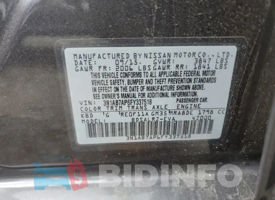 3N1AB7AP6FY337518 Photo# 12