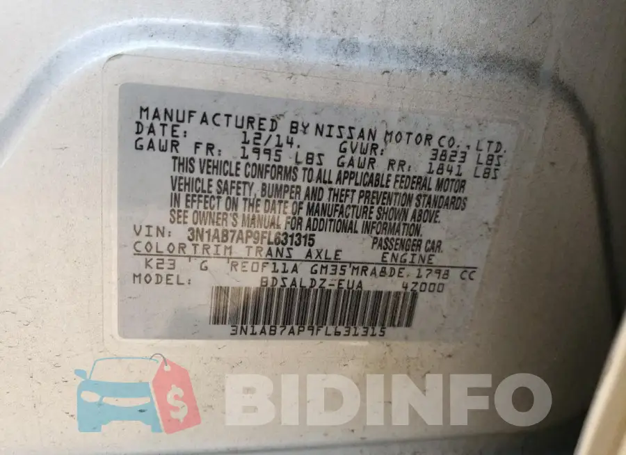 3N1AB7AP9FL631315 Photo# 12