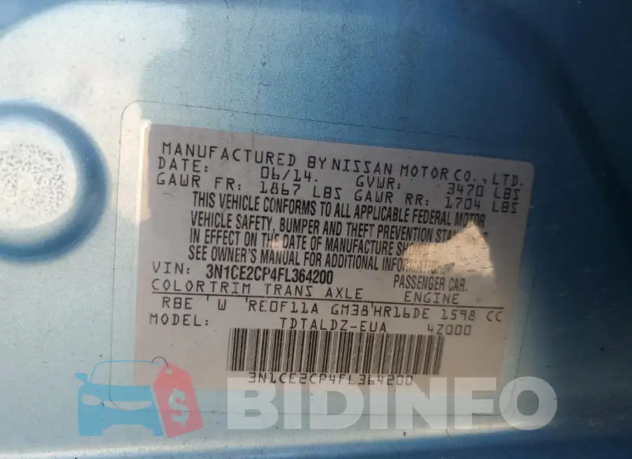 3N1CE2CP4FL364200 Photo# 12