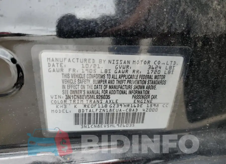 3N1CN8EV5ML926035 Photo# 12