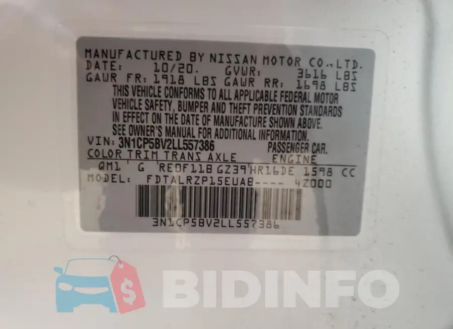 3N1CP5BV2LL557386 Photo# 13