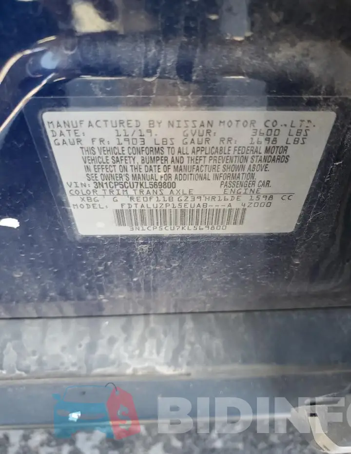 3N1CP5CU7KL569800 Photo# 14