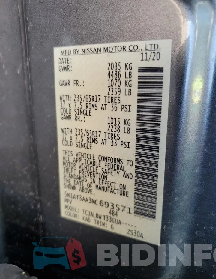 5N1AT3AA3MC693571 Photo# 12
