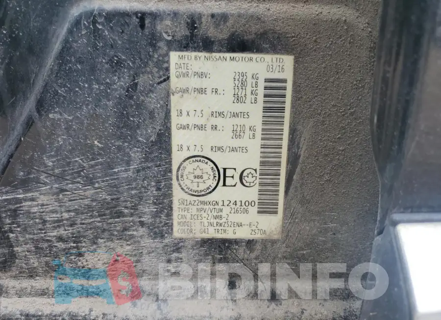 5N1AZ2MHXGN124100 Photo# 14