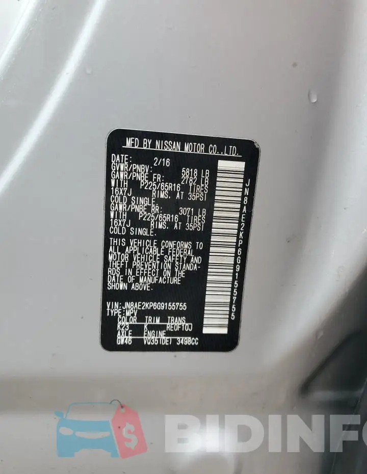 JN8AE2KP6G9155755 Photo# 12