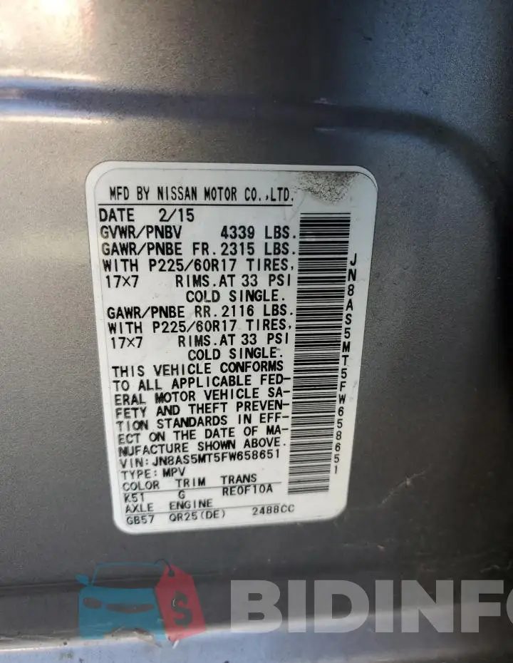 JN8AS5MT5FW658651 Photo# 13