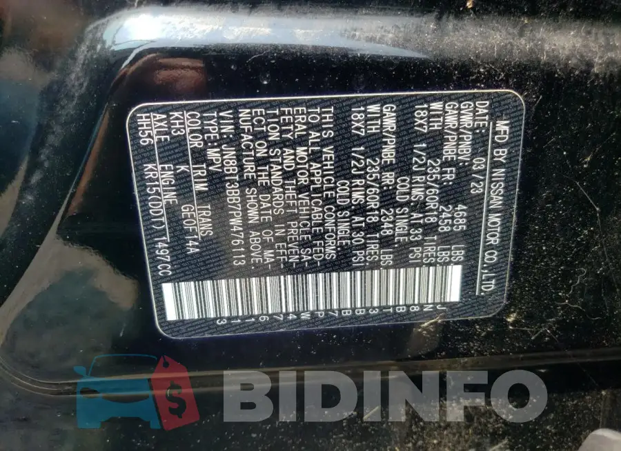 JN8BT3BB7PW476113 Photo# 12