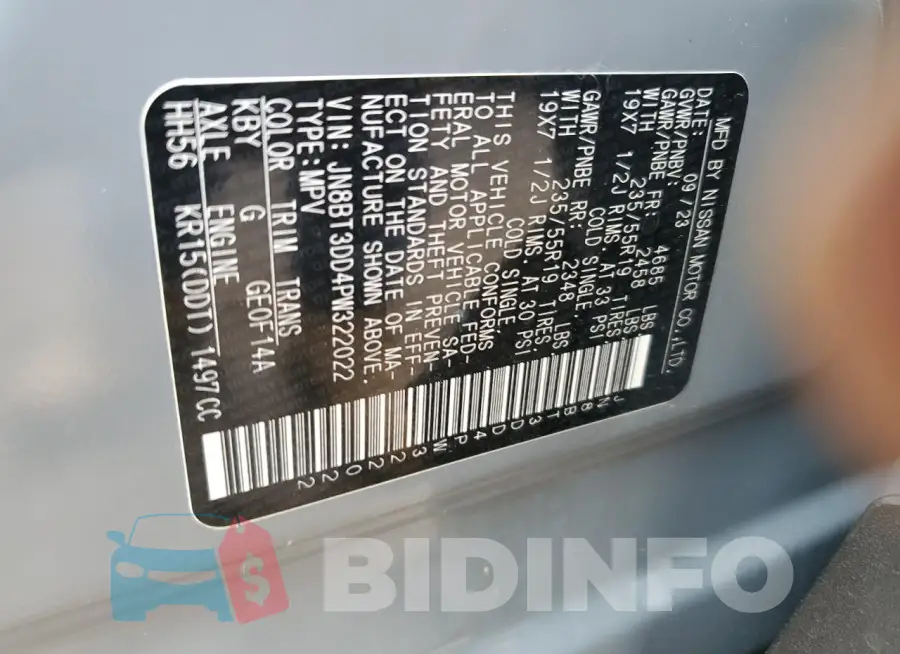 JN8BT3DD4PW322022 Photo# 12