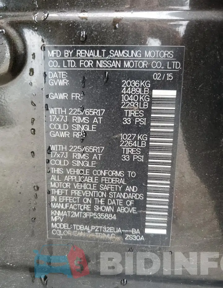 KNMAT2MT3FP535884 Photo# 14