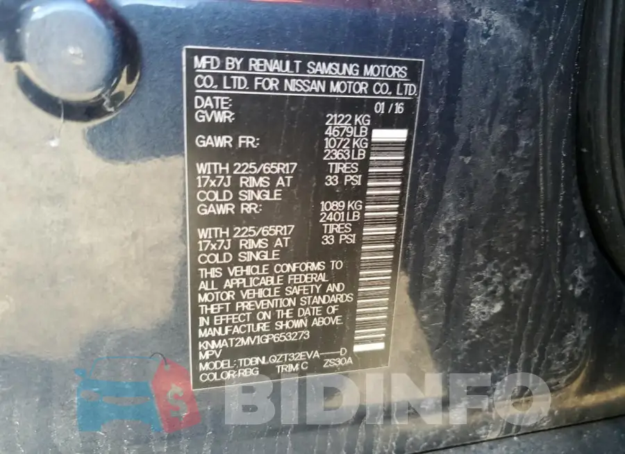 KNMAT2MV1GP653273 Photo# 12
