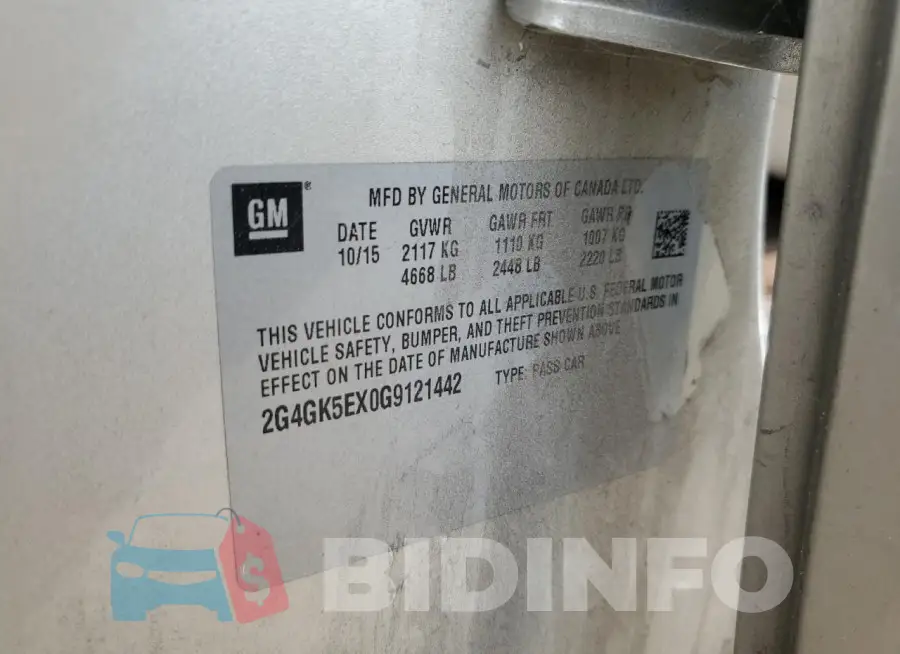 2G4GK5EX0G9121442 Photo# 13