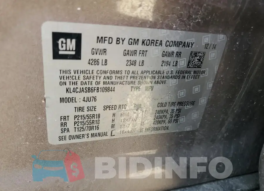 KL4CJASB6FB109844 Photo# 13