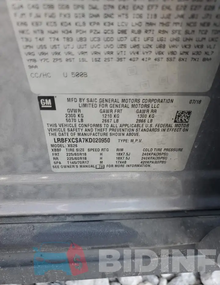 LRBFXCSA7KD020950 Photo# 13