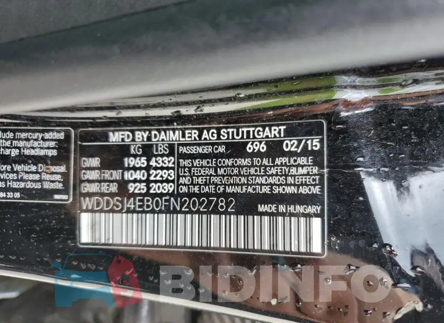 WDDSJ4EB0FN202782 Photo# 12