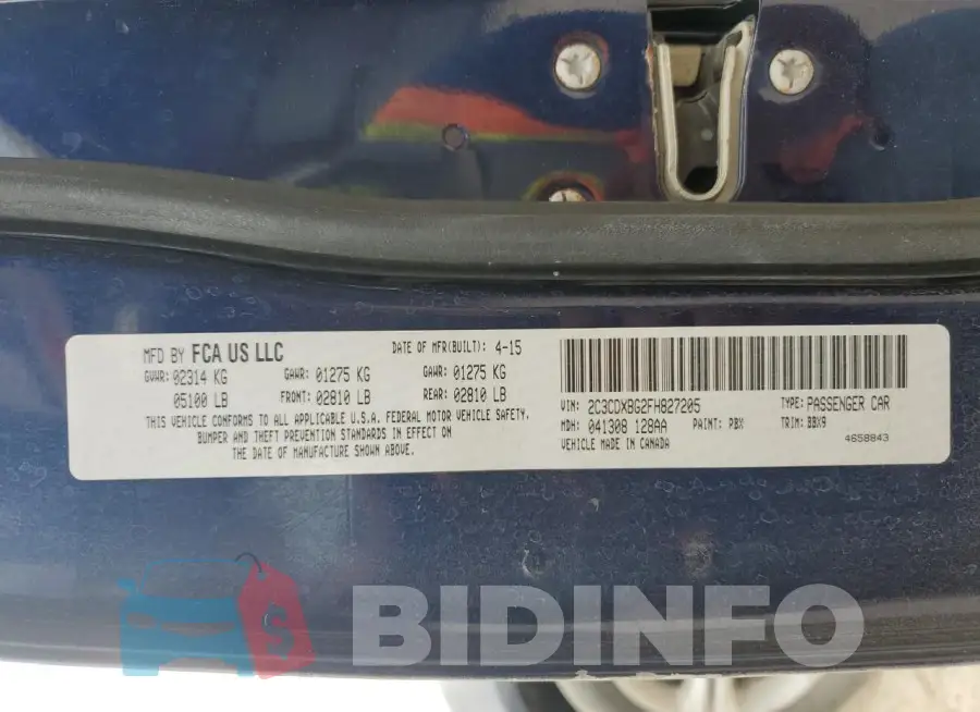 2C3CDXBG2FH827205 Photo# 12