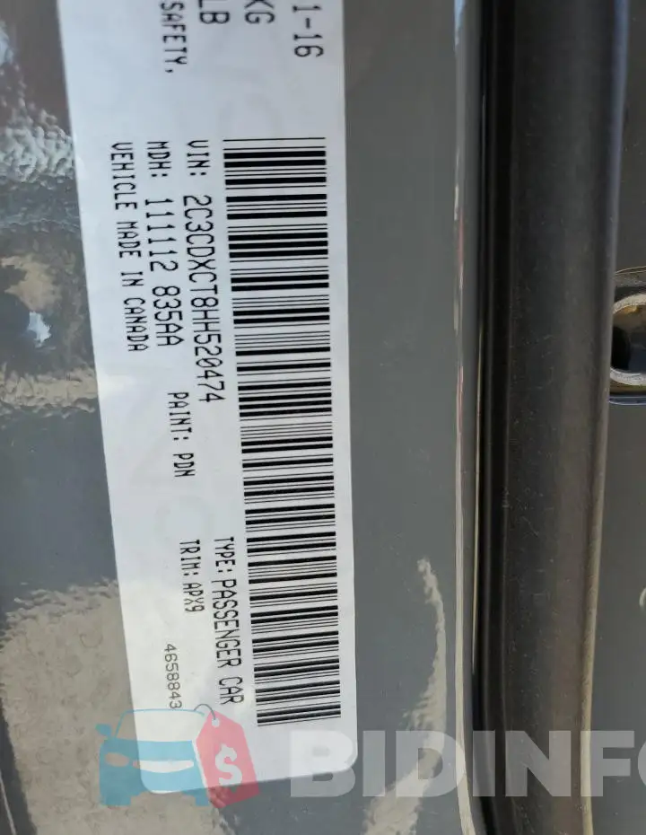 2C3CDXCT8HH520474 Photo# 12