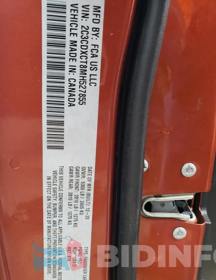 2C3CDXCT8MH527855 Photo# 12