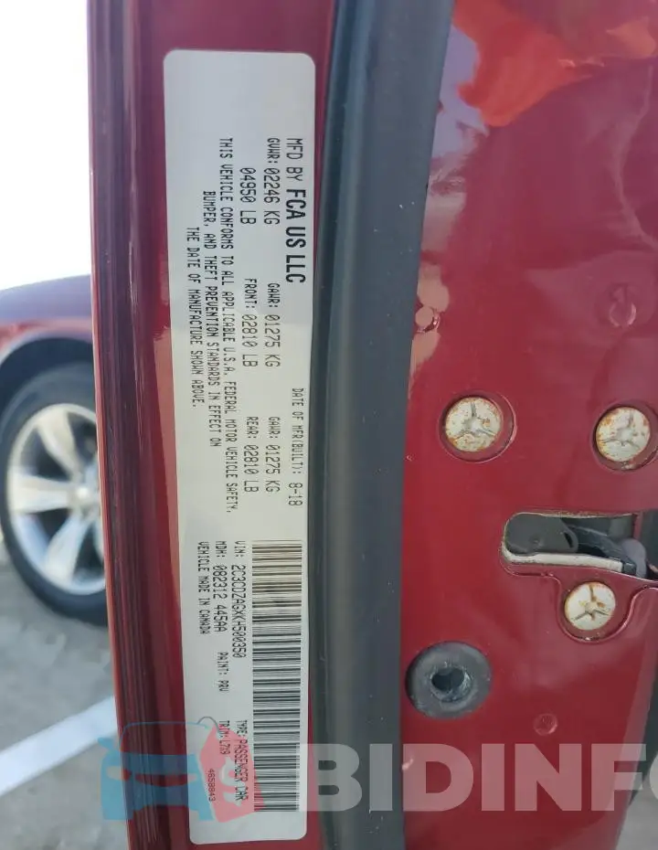 2C3CDZAGXKH500350 Photo# 13