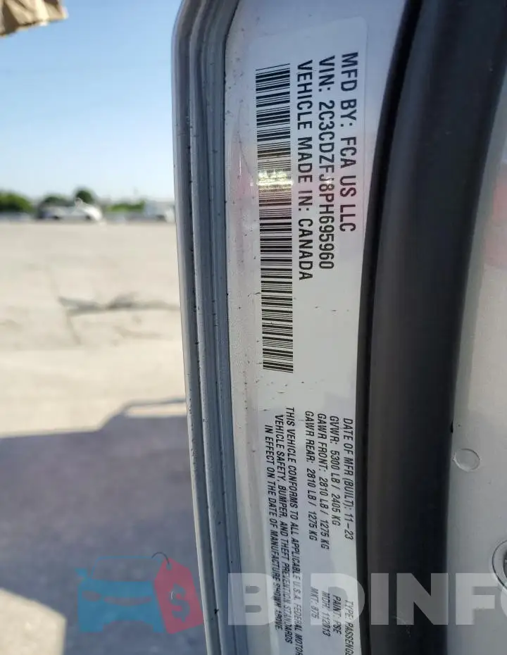 2C3CDZFJ8PH695960 Photo# 12
