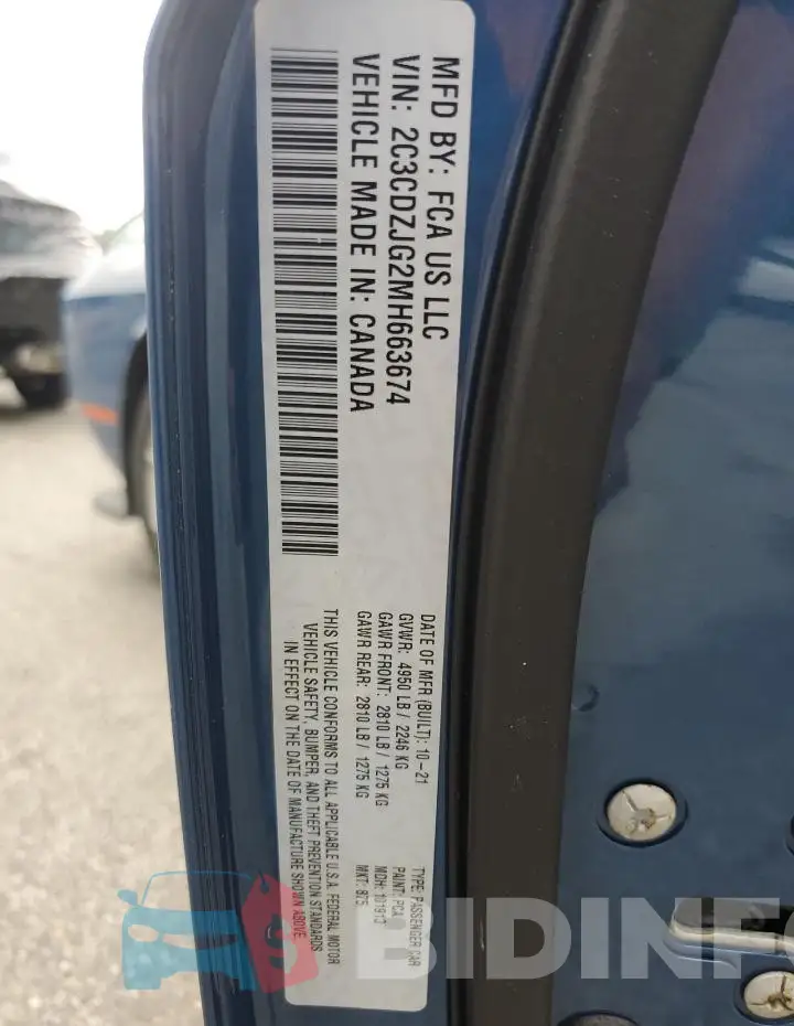 2C3CDZJG2MH663674 Photo# 13