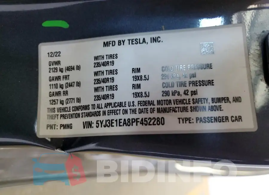 5YJ3E1EA8PF452280 Photo# 12