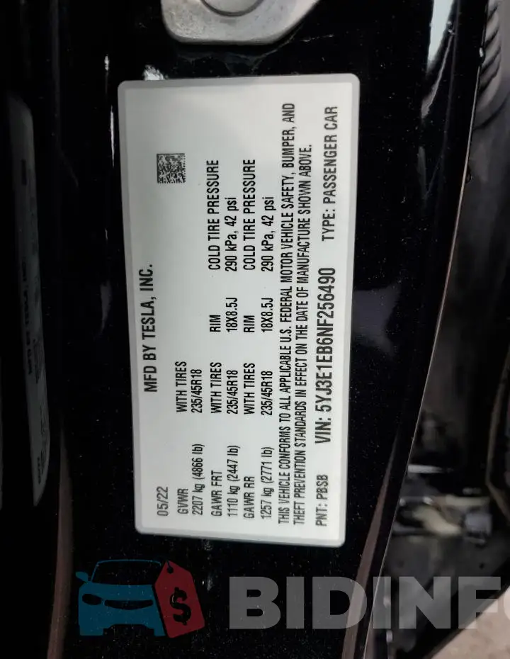 5YJ3E1EB6NF256490 Photo# 12