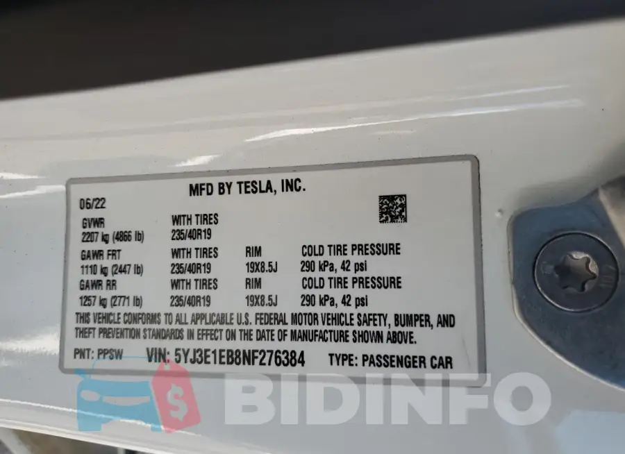 5YJ3E1EB8NF276384 Photo# 12
