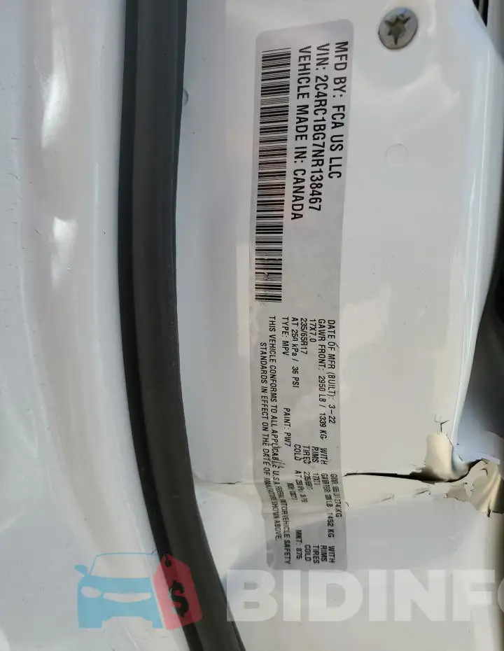 2C4RC1BG7NR138467 Photo# 13