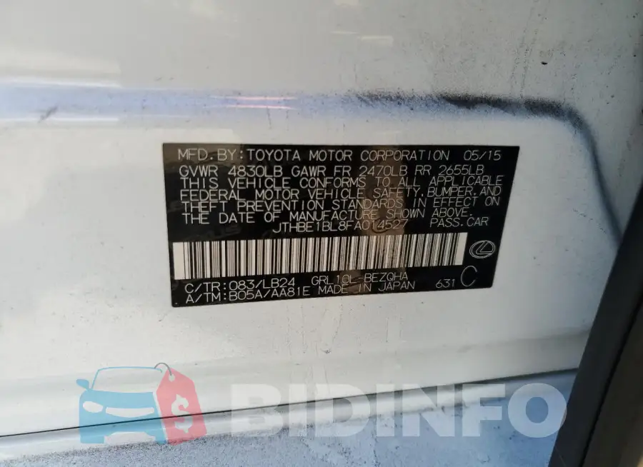 JTHBE1BL8FA014527 Photo# 12