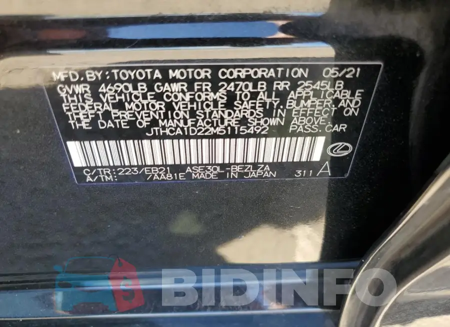 JTHCA1D22M5115492 Photo# 12