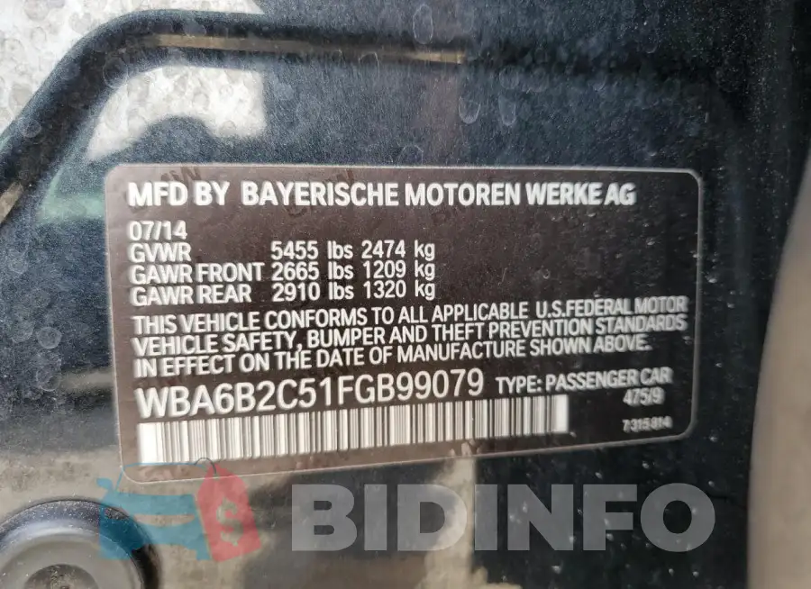 WBA6B2C51FGB99079 Photo# 13