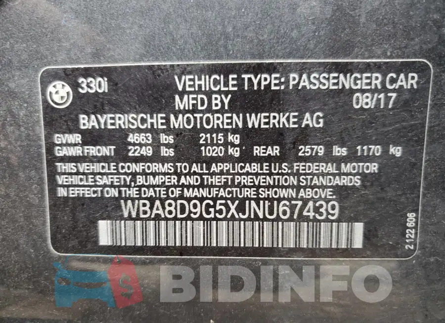 WBA8D9G5XJNU67439 Photo# 12