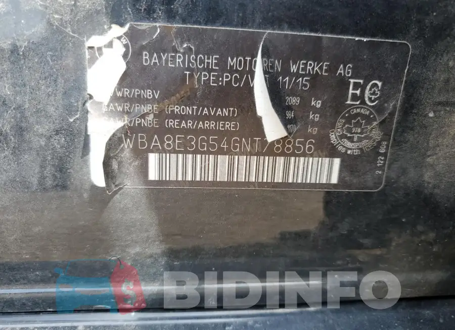 WBA8E3G54GNT78856 Photo# 12